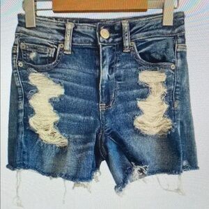 Distressed Denim Athletic Shorts